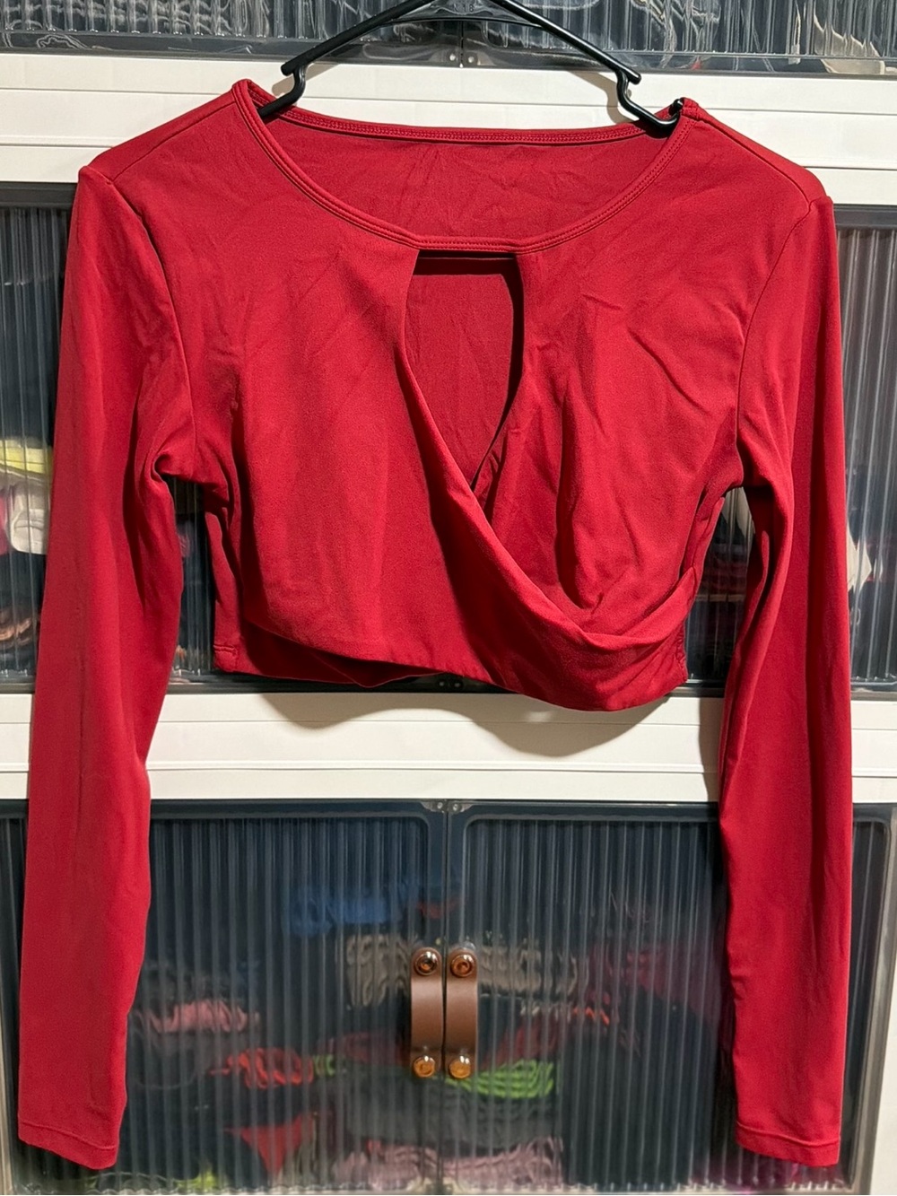 HALARA Red Long-Sleeve Wrap Crop Top